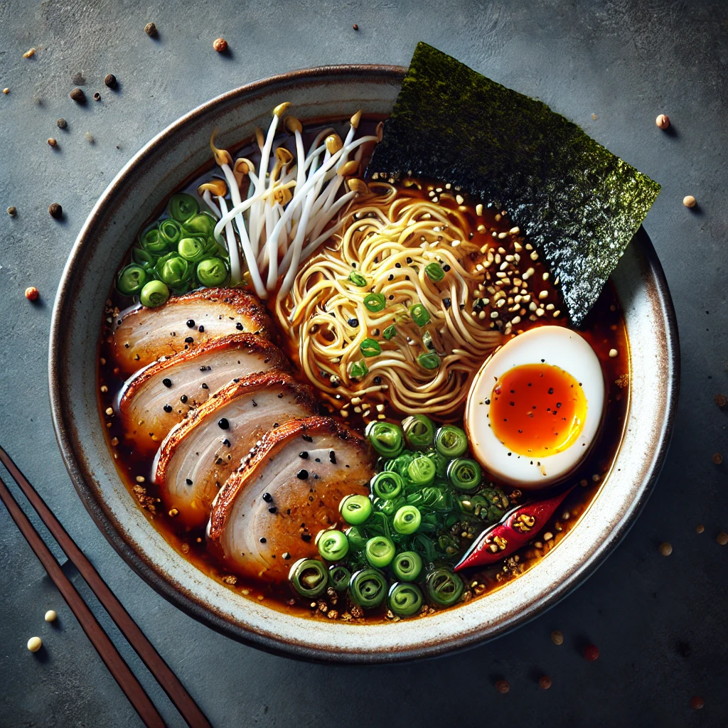 Sült sertéshússal tálalt gazdag ramen leves