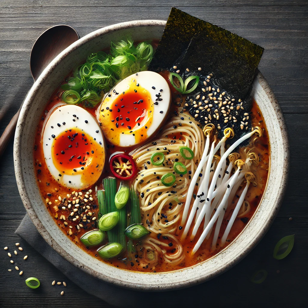 Sült tojással tálalt gazdag ramen leves