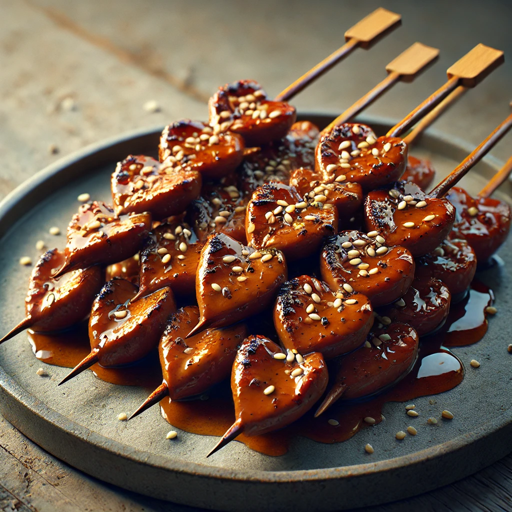 Grillezett csirke máj pálcikán, szezámmaggal