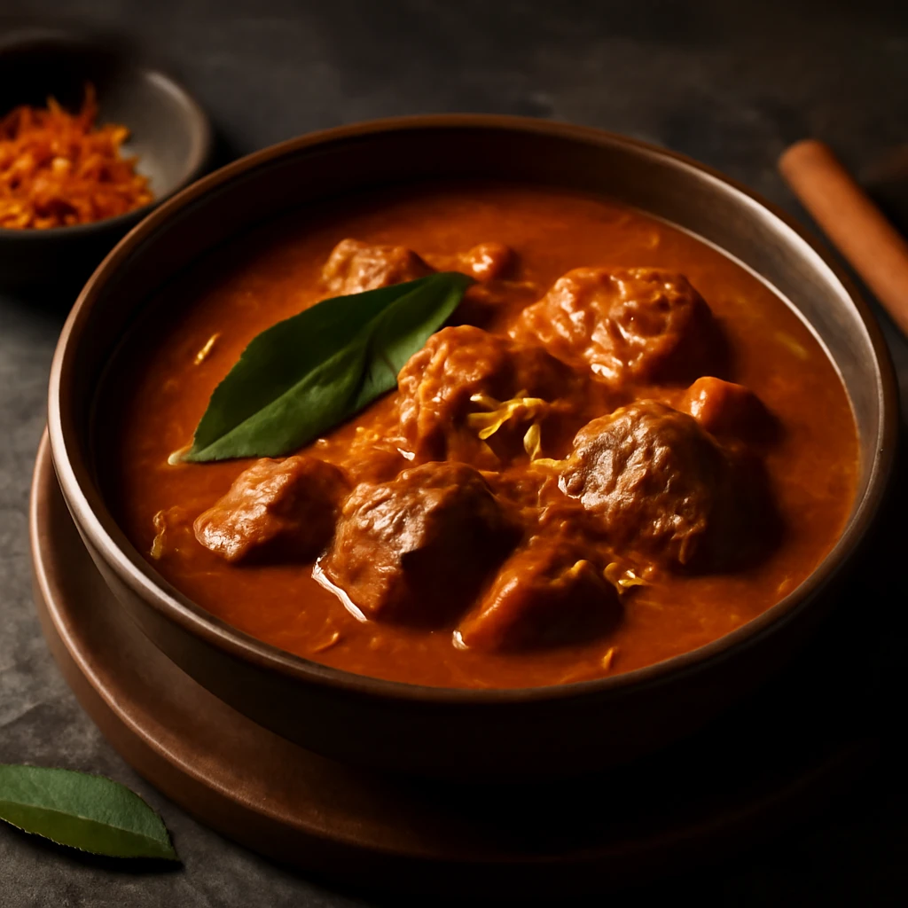 Ínycsiklandó és fűszeres sáfrányos rogan josh étel