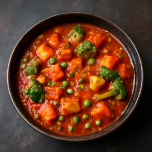 Ínycsiklandó és fűszeres zöldséges rogan josh étel