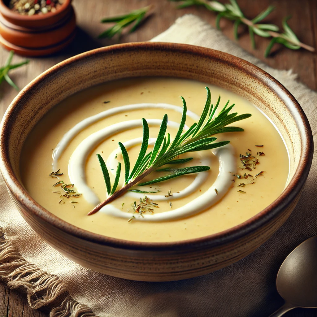 Selymes, aromás burgonyaleves rozmaringgal és tejszínnel