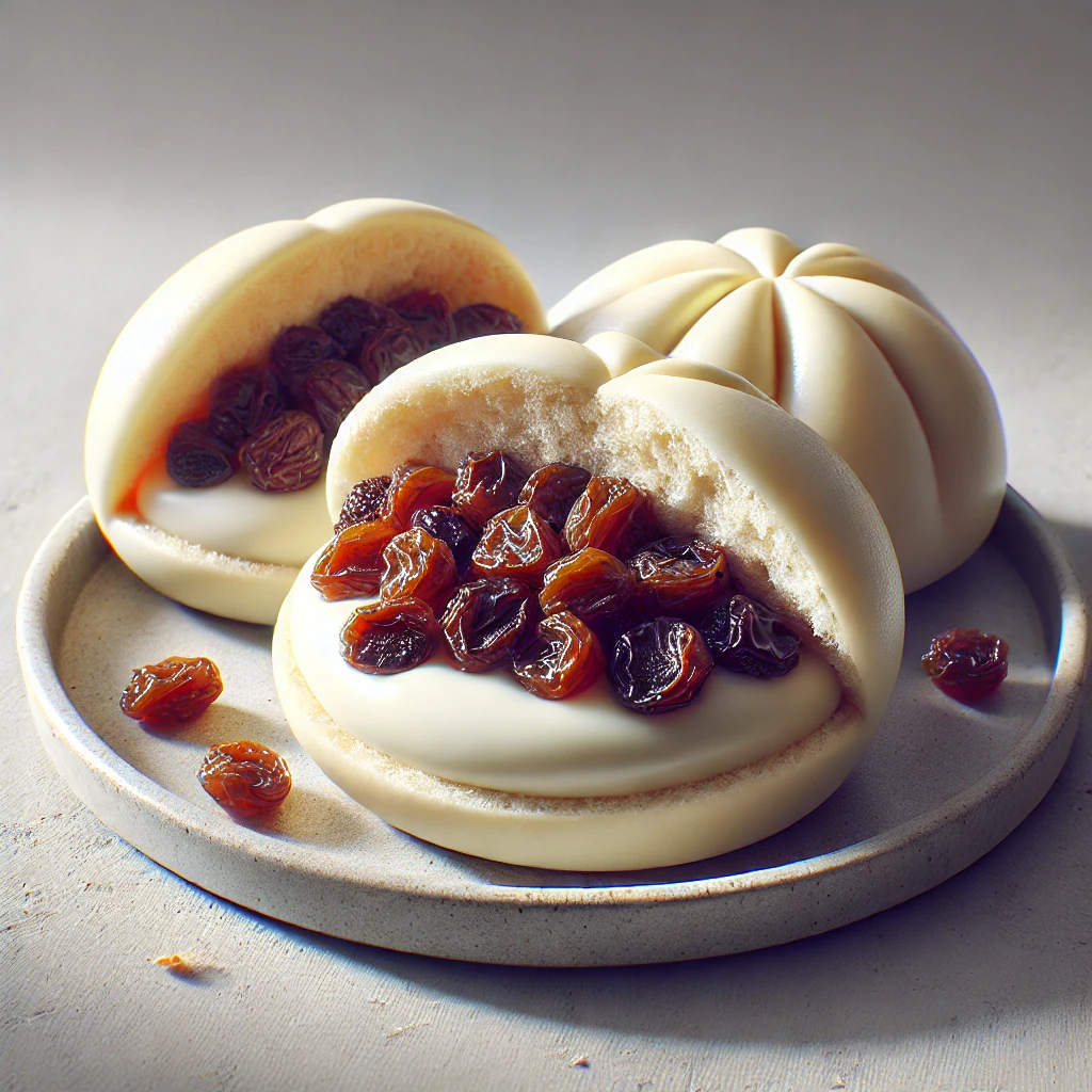 Gőzölt bao bun mascarponés, rumos-mazsolás töltelékkel – különleges desszert