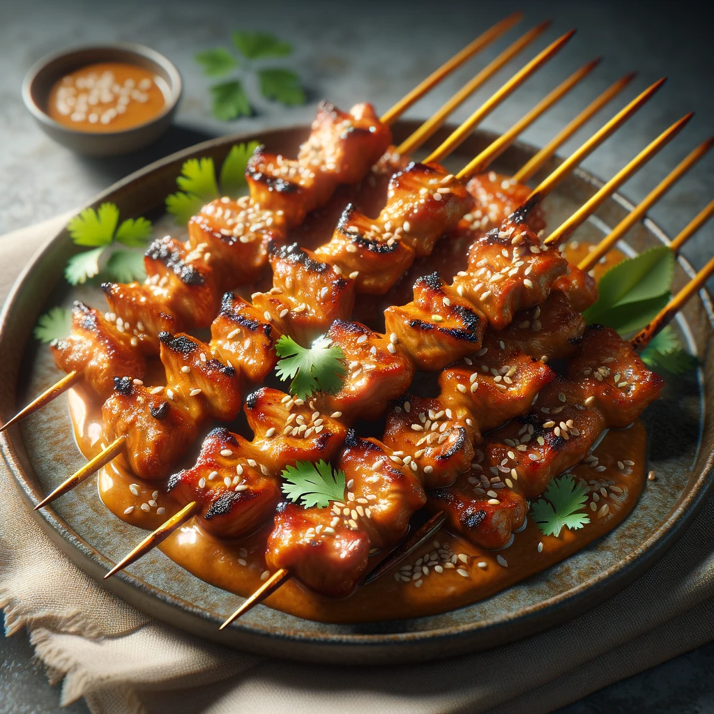 Finom és szaftos satay sertéshús pálcikák