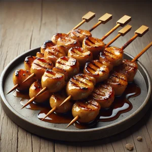 Grillezett csirke belsőség pálcikán, szezámmaggal