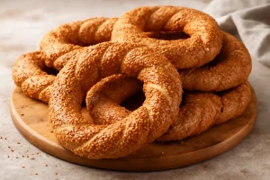 Frissen sült, aranybarna simit szezámmaggal