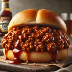 Worcestershire szósszal készült Sloppy Joe szendvics, gazdagon elhelyezett darálthúsos töltelékkel