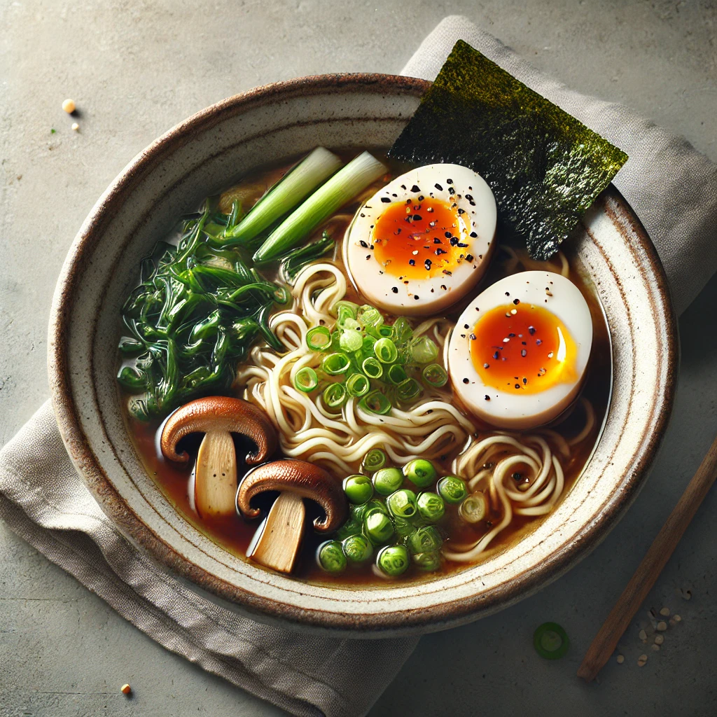 Japán ramen misós alaplével, shiitake gombával és tökéletesen lágy tojással