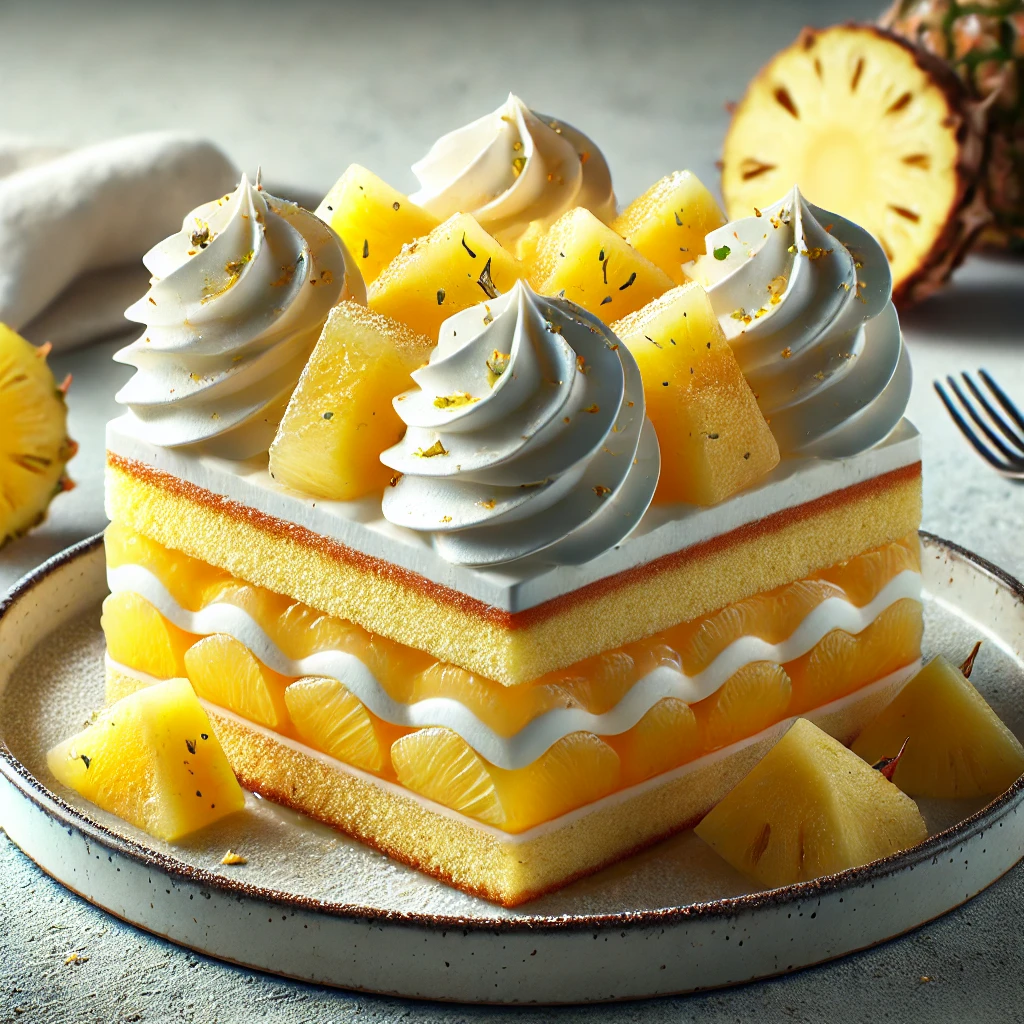 Ananászos és tejszínhabbal díszített torta
