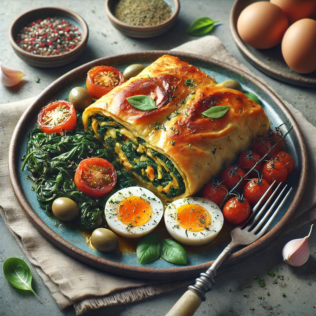 Görög spenótos csirkehúsos pite, tökéletes aranybarna tésztával
