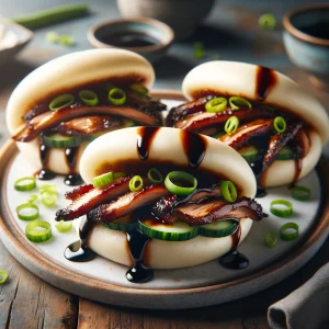 Puha bao bucik sült kacsával és hoisin szósszal töltve