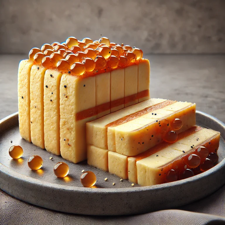 Tamagoyaki halikrával, omlett gazdag halikrás töltelékkel