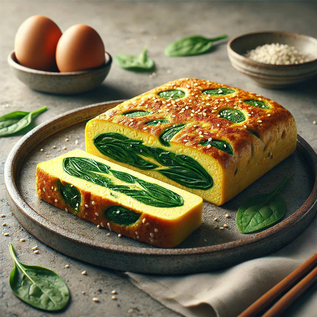 Japán omlett spenóttal, friss, ínycsiklandó