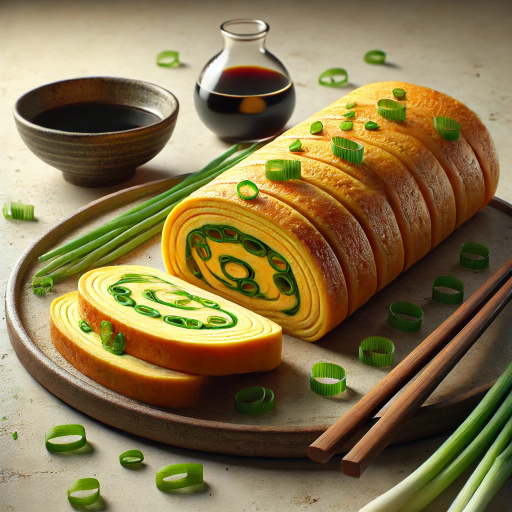 Grillezett japán omlett, újhagymával