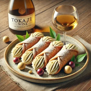 Elegáns olasz desszert Tokaji borral és marcipánnal töltve