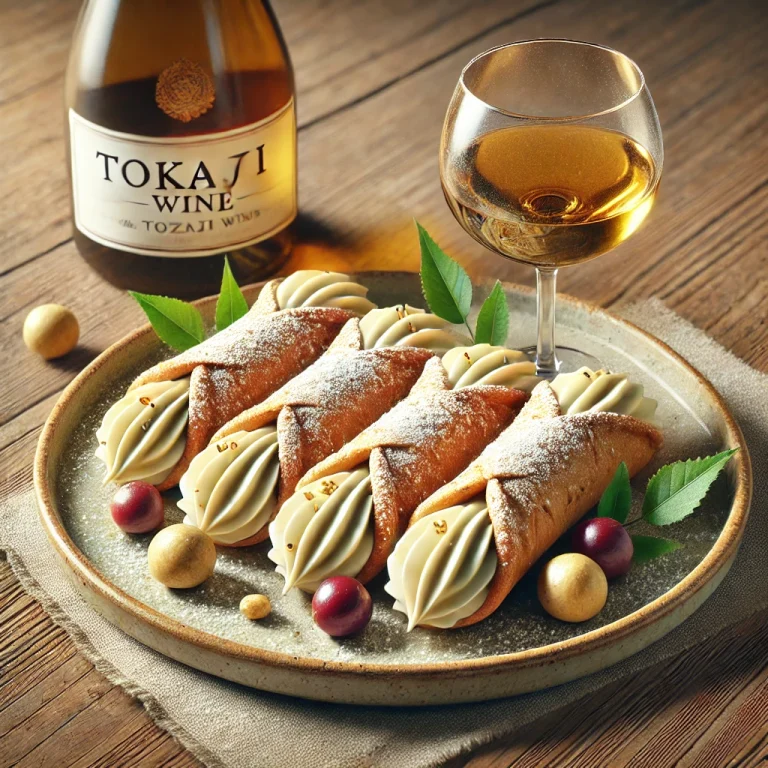 Tokaji boros-marcipános cannoli tálalva