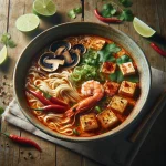 Tom Yum Ramen tálalva csípős-savanyú fúziós stílusban