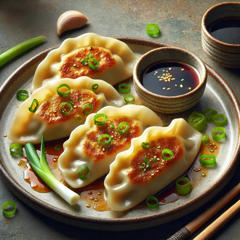 Wasabi Gyoza tálalva szójaszósszal