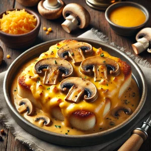 Sajtos Welsh rarebit gombával, pirítós kenyéren