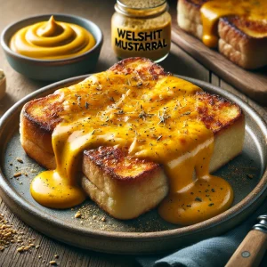 Sajtos Welsh rarebit mustárral, pirítós kenyéren