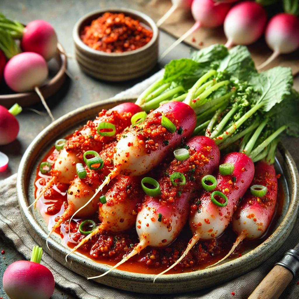 Friss koreai nyári retek kimchi