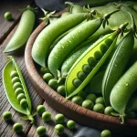 Friss hóborsó hüvelyek és bontott szemek rusztikus felületen