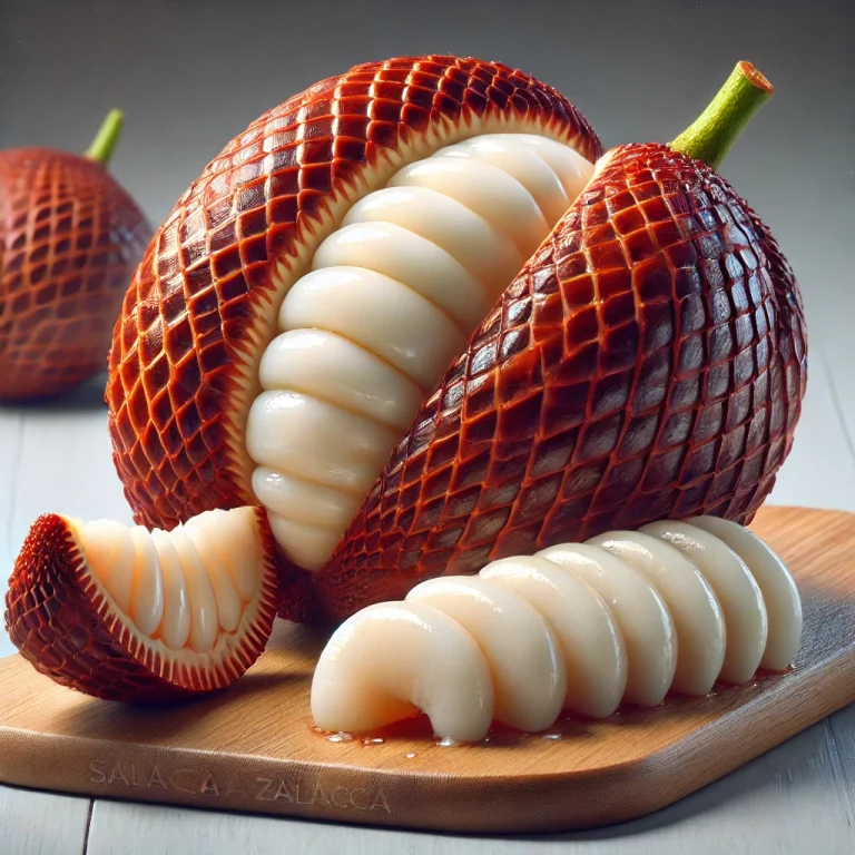 Kép a salak (kígyóbőr gyümölcs) szeletekről vágódeszkán