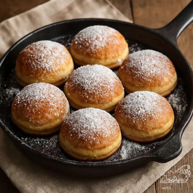 Æbleskiver palacsinta, porcukorral megszórva