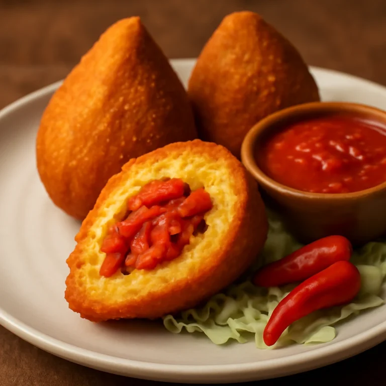 Acarajé csípős paprikával, ropogós brazil étel