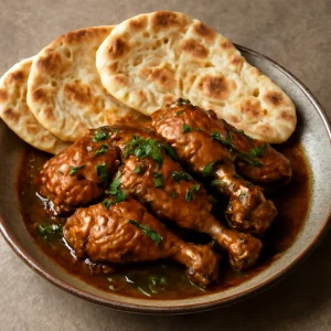 Filippínó adobo csirke naan kenyérrel