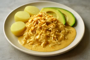 Perui csirke étel friss avokádóval