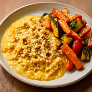 Ají de gallina zöldségekkel, dióval és parmezánnal tálalva