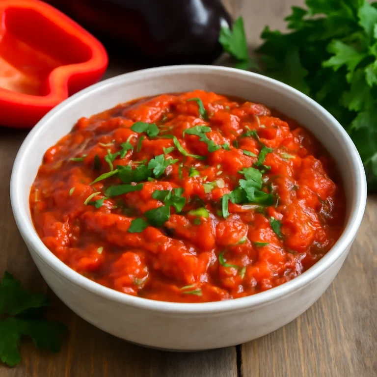 Ajvar petrezselyemmel, fűszeres grillezett paprikával és padlizsánnal