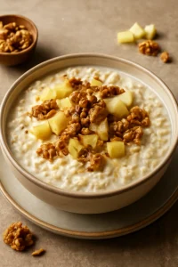 Indiai almás-diós kheer rózsavizes és kardamomos ízesítéssel