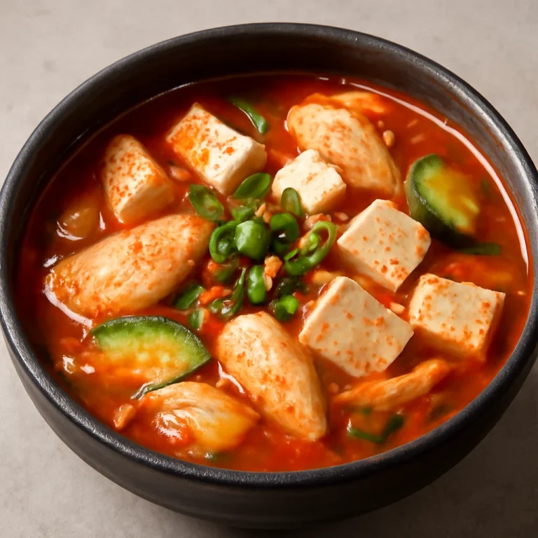 Altang Jjigae, koreai halas leves tofuval és zöldségekkel