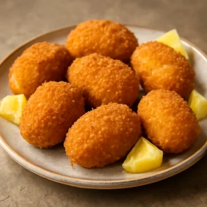 Ropogós, ananászos korokke készítve