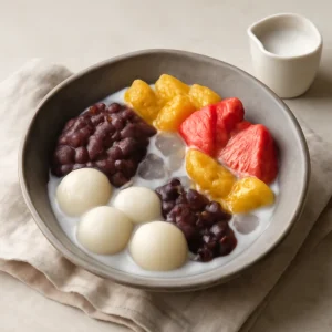 Anmitsu shiratama dango-val, gazdag ízvilággal és friss gyümölcsökkel