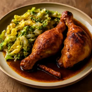 Fűszeres ayam penyet csirke sült káposztával