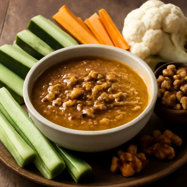 Bagna cauda dióval, olasz szósz tálalva friss zöldségekkel