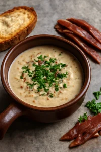 Krémes bagna cauda, friss petrezselyemmel tálalva