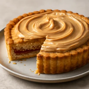 Ínycsiklandó Bakewell tart mogyoróvajjal és mandulás töltelékkel