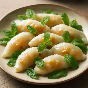 Friss bánh bột lọc, vegán változatban, mentával tálalva