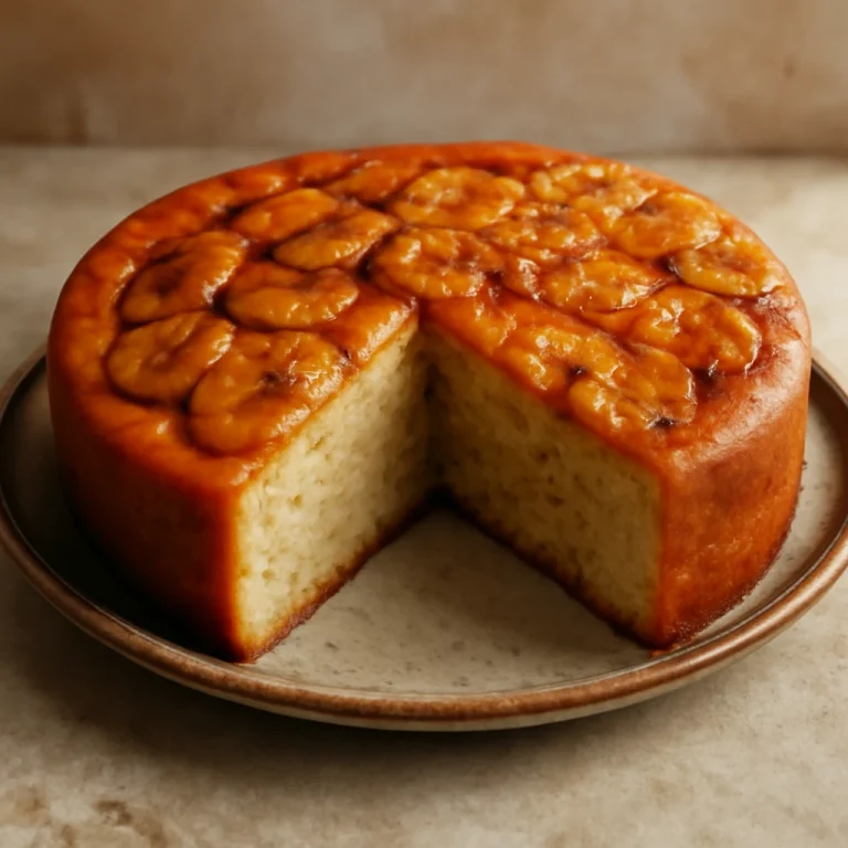 Bánh chuối nướng karamellizált banánnal, aranybarna sült banánokkal