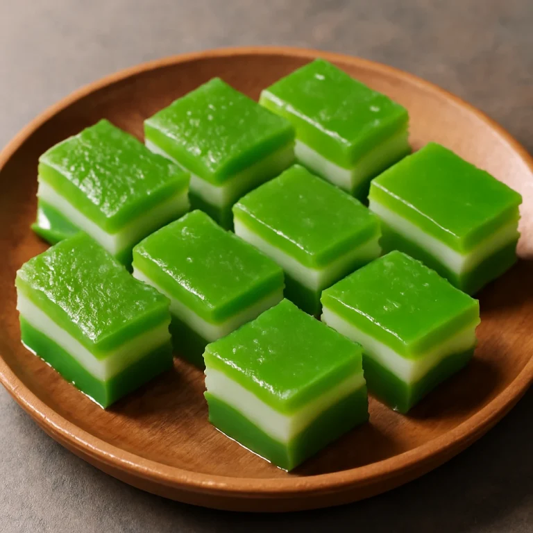 Bánh da lợn pandan kivonattal, színes és ínycsiklandó vietnami desszert
