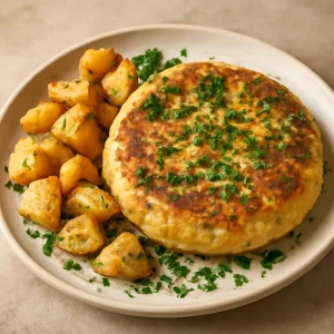 Burgonyás bannock, ropogós külsővel és puha belsővel, friss petrezselyemmel