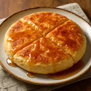 Friss bannock juharsziruppal tálalva