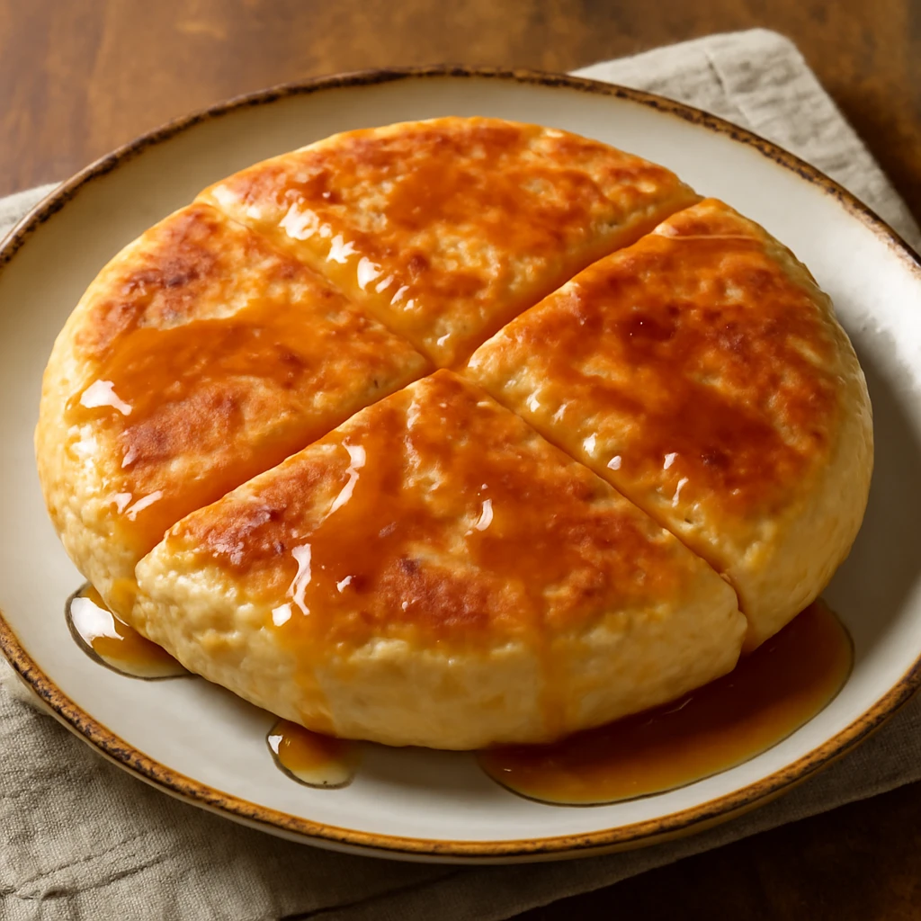 Friss bannock juharsziruppal tálalva