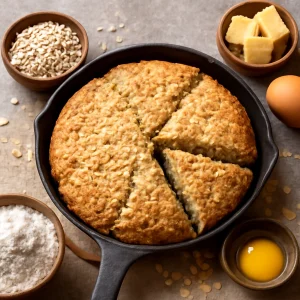 Zabpehelyes Bannock frissen, melegen tálalva