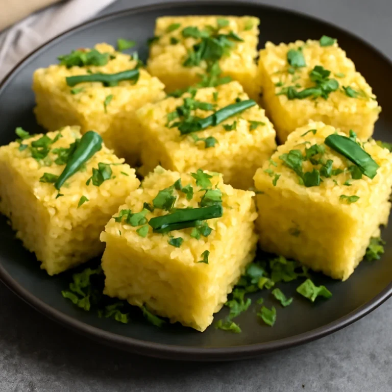 Besan Chana Dhokla, friss korianderrel díszítve
