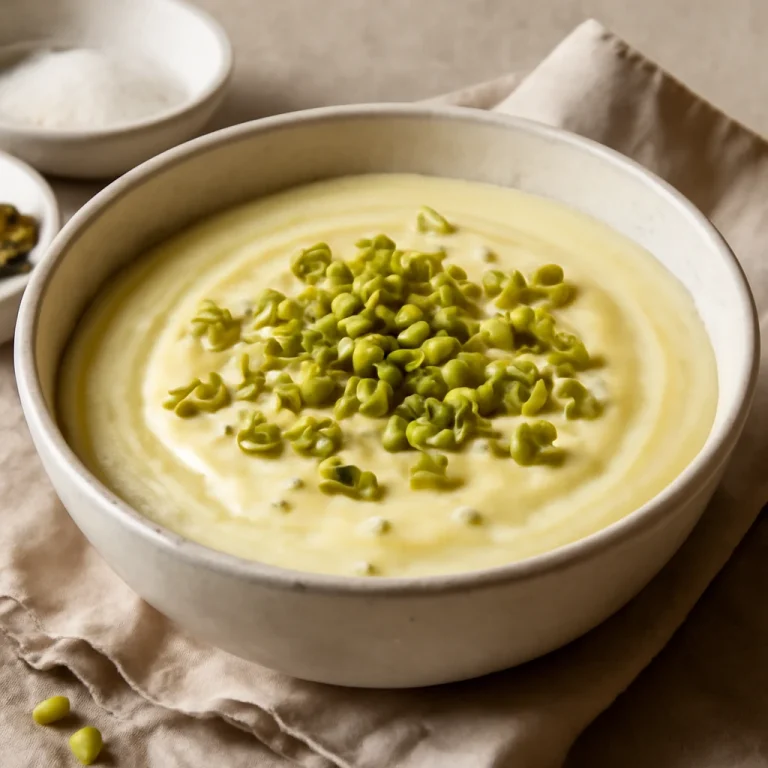Bhapa doi, gőzölt joghurt desszert pisztáciával díszítve